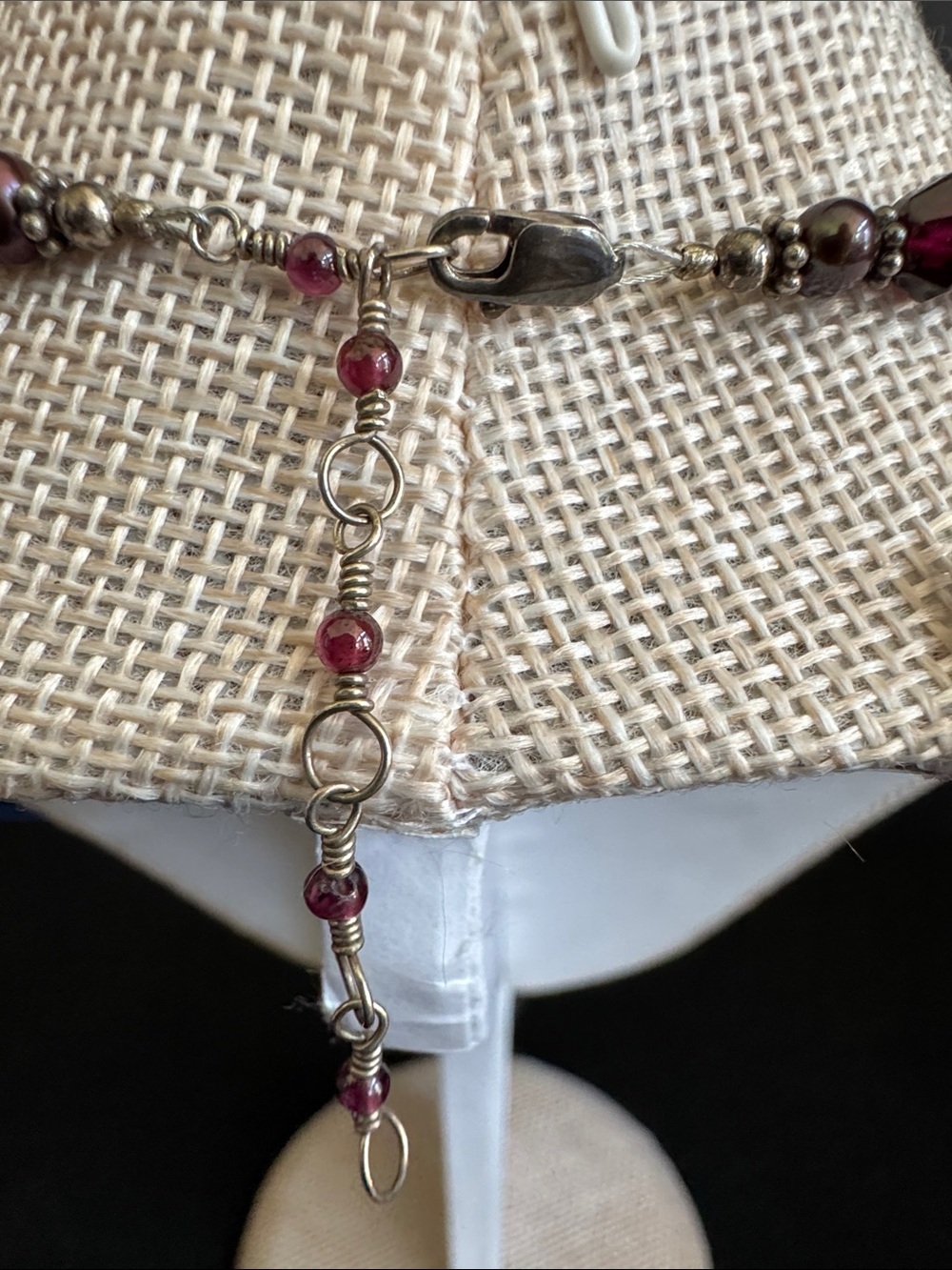 VTG Style Czech Cathedral Glass & Sterling Silver Bead Necklace - Picture 3 of 7